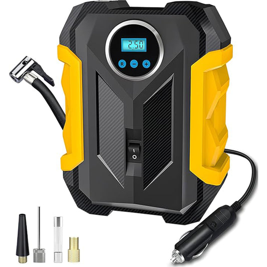 Bomba de Aire Portátil 12V con Linterna LED – Inflado Inteligente para tu Vehículo