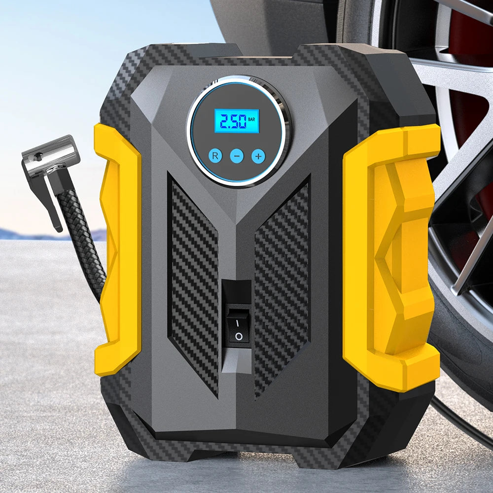 Bomba de Aire Portátil 12V con Linterna LED – Inflado Inteligente para tu Vehículo