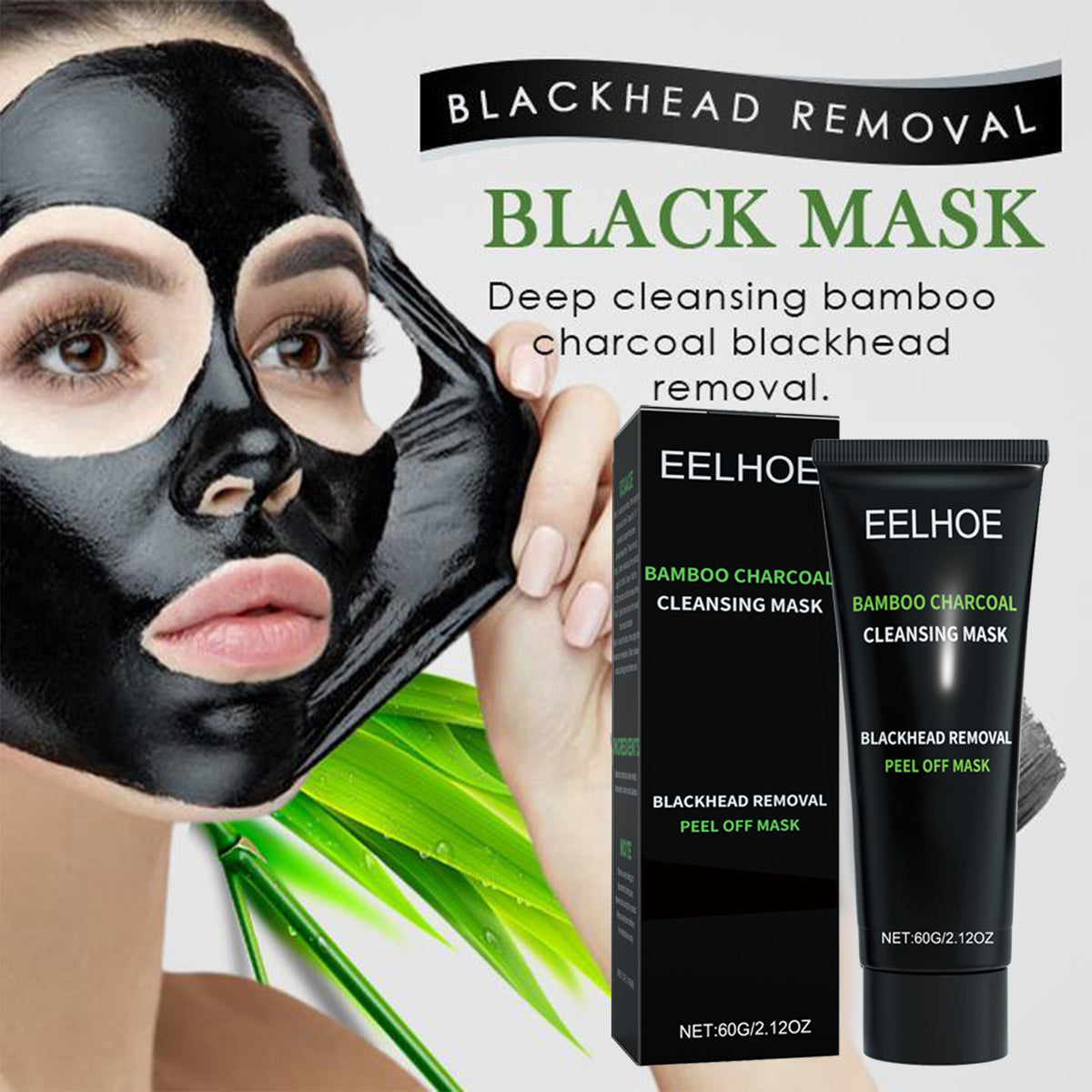 Mascarilla Negra de Carbón de Bambú EELHOE – Limpieza Profunda y Control de Grasa
