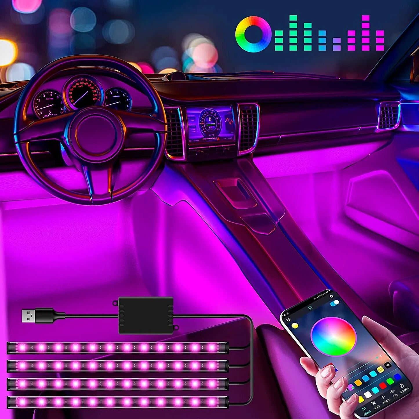 Luces LED Pro para Interior de Carro – ¡Dale a tu Vehículo un Estilo Deportivo y Moderno!