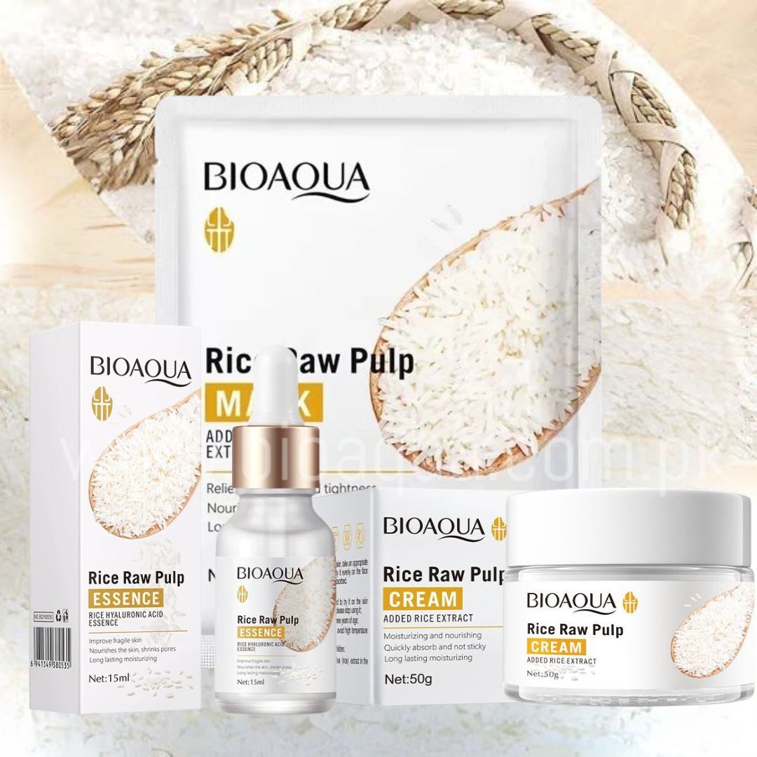 Kit de Arroz Bioaqua 5 en 1 – Piel de Porcelana con el Secreto Ancestral de Belleza