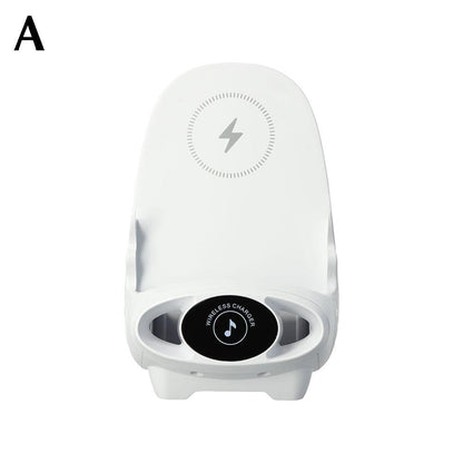 Soporte de Celular Inteligente 3-en-1 – Carga, Sonido y Estilo para tu Escritorio