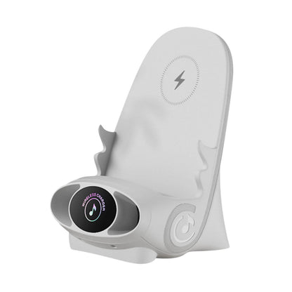 Soporte de Celular Inteligente 3-en-1 – Carga, Sonido y Estilo para tu Escritorio