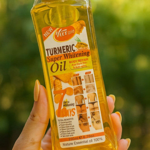 Veet Gold Turmeric Whitening Oil — Aceite Aclarante y Reparador con Cúrcuma Natural