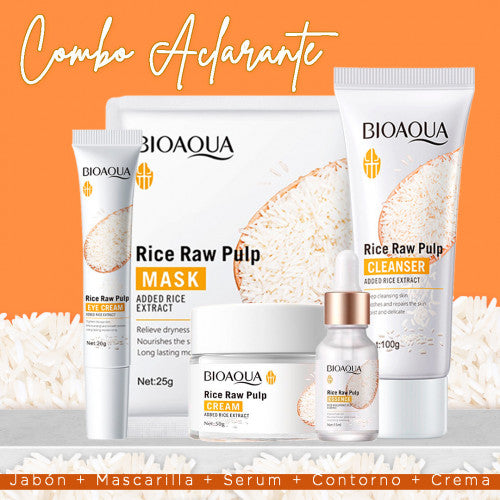 Kit de Arroz Bioaqua 5 en 1 – Piel de Porcelana con el Secreto Ancestral de Belleza