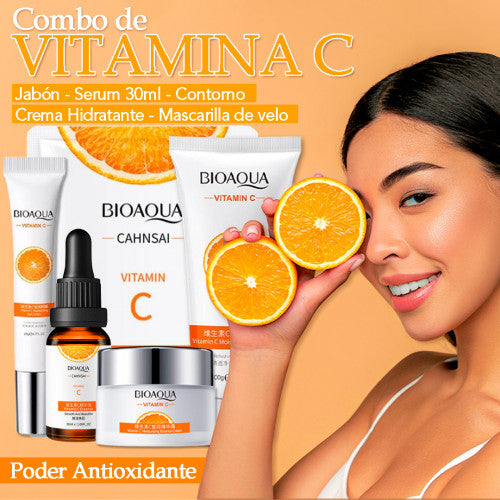 Kit Vitamina C Bioaqua 5 en 1 – El Ritual Completo para un Rostro Luminoso y Joven