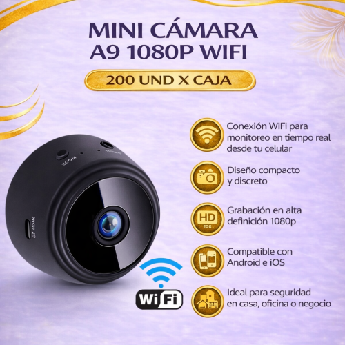 Mini Cámara A9 1080P WiFi – Vigilancia Inteligente 24/7