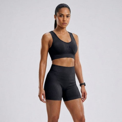 Set Deportivo "Power Fit" – Short y Top en Negro Clásico