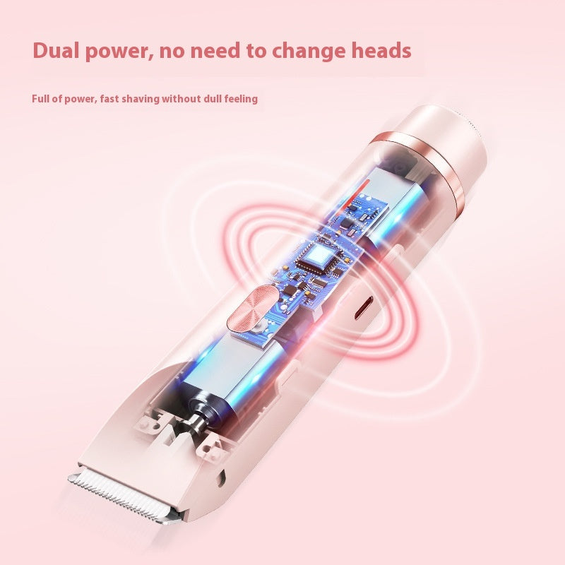 Depiladora Eléctrica 2 En 1 Para Mujer, Afeitadora De Doble Cabezal, Recortadora De Vello Púbico Privada, Afeitadora Eléctrica Para Cabello Corporal En Seco Y Húmedo.