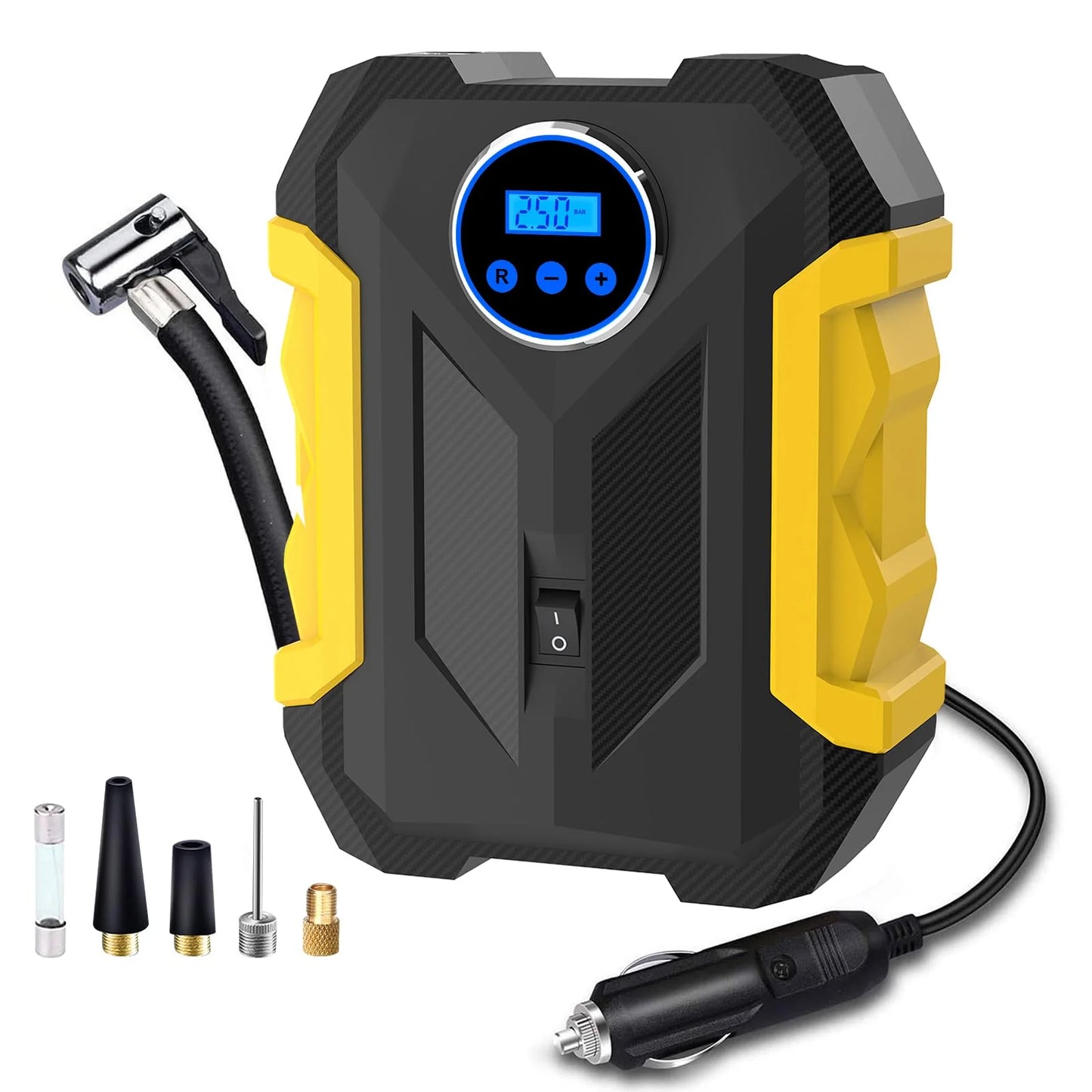 Bomba de Aire Portátil 12V con Linterna LED – Inflado Inteligente para tu Vehículo