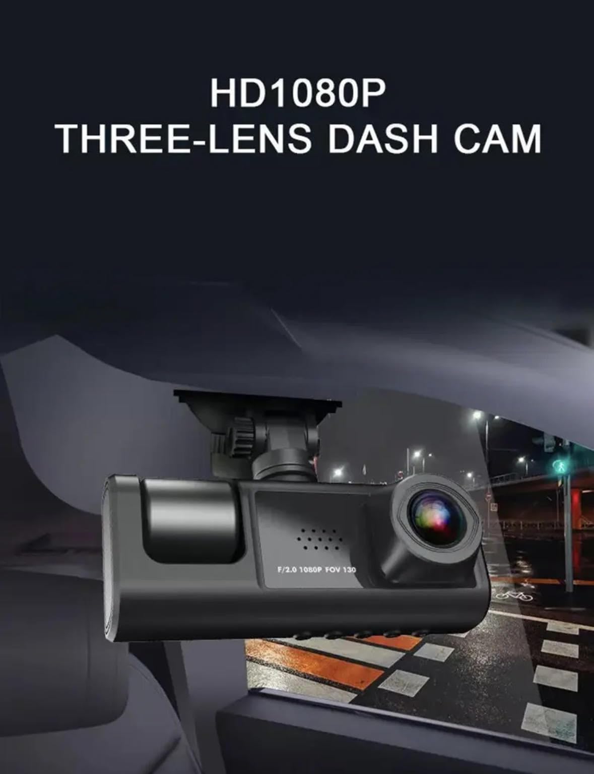 Dash Cam 3-en-1 Pro – ¡Tu Testigo Ocular en la Carretera con Grabación HD!