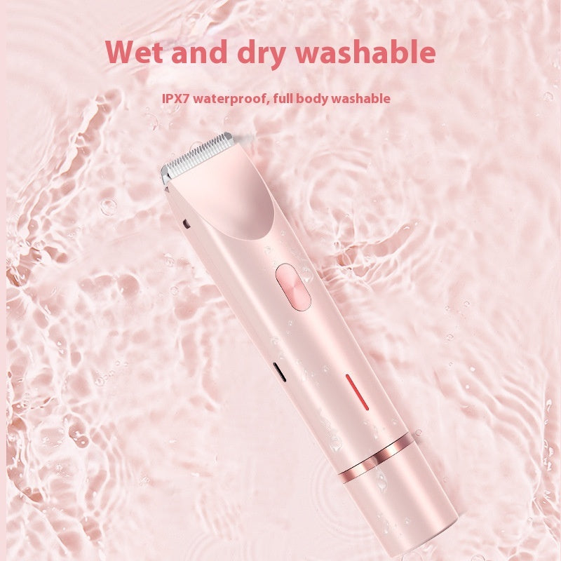 Depiladora Eléctrica 2 En 1 Para Mujer, Afeitadora De Doble Cabezal, Recortadora De Vello Púbico Privada, Afeitadora Eléctrica Para Cabello Corporal En Seco Y Húmedo.
