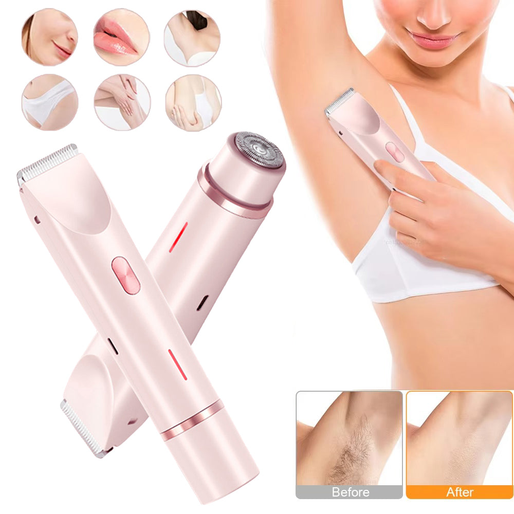 Depiladora Eléctrica 2 En 1 Para Mujer, Afeitadora De Doble Cabezal, Recortadora De Vello Púbico Privada, Afeitadora Eléctrica Para Cabello Corporal En Seco Y Húmedo.