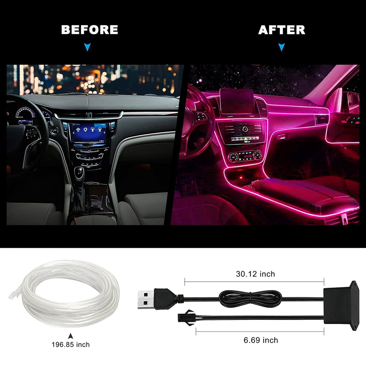 Luces LED Pro para Interior de Carro – ¡Dale a tu Vehículo un Estilo Deportivo y Moderno!