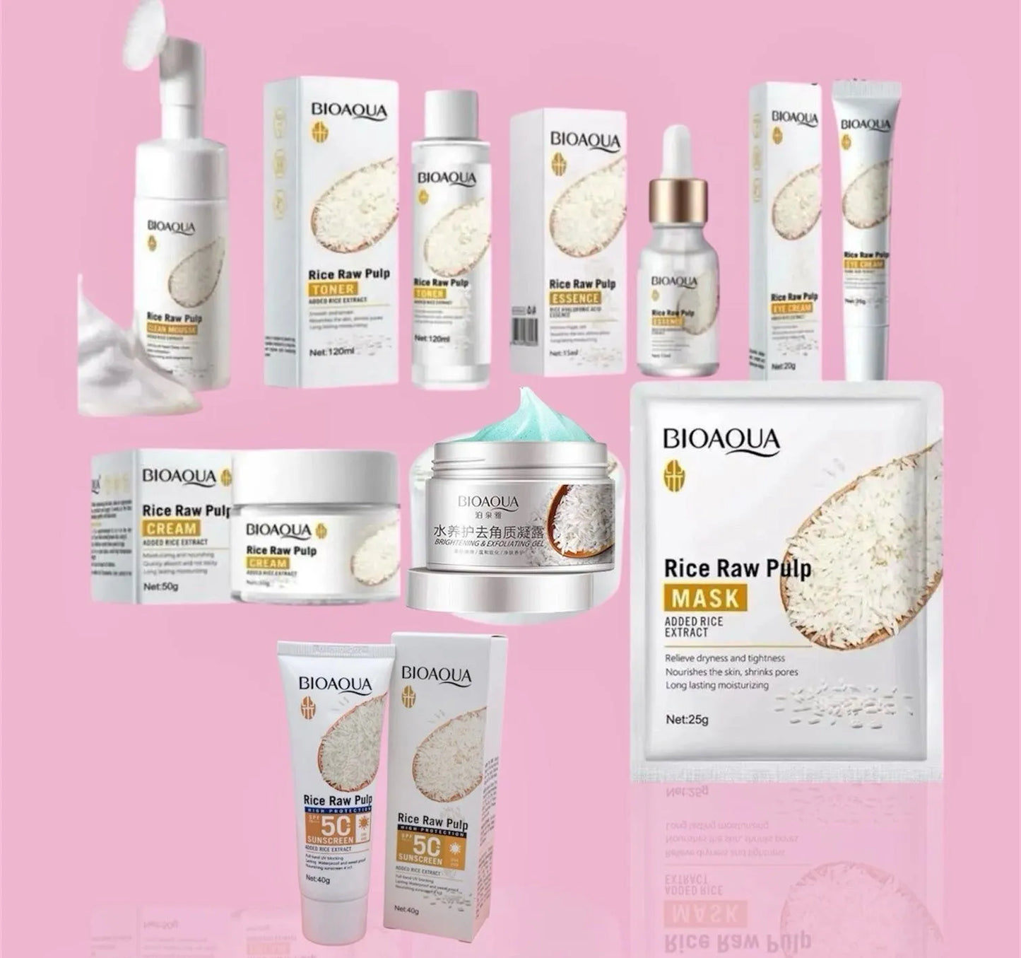 Kit de Arroz Bioaqua 5 en 1 – Piel de Porcelana con el Secreto Ancestral de Belleza