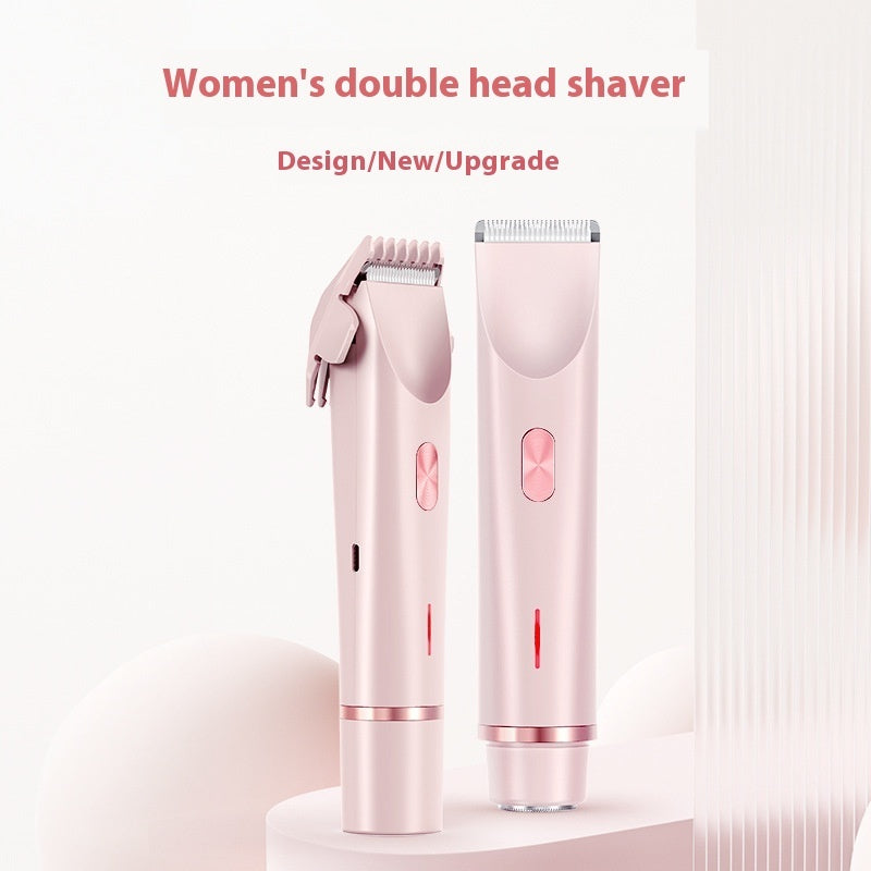 Depiladora Eléctrica 2 En 1 Para Mujer, Afeitadora De Doble Cabezal, Recortadora De Vello Púbico Privada, Afeitadora Eléctrica Para Cabello Corporal En Seco Y Húmedo.