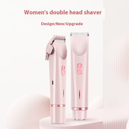 Depiladora Eléctrica 2 En 1 Para Mujer, Afeitadora De Doble Cabezal, Recortadora De Vello Púbico Privada, Afeitadora Eléctrica Para Cabello Corporal En Seco Y Húmedo.