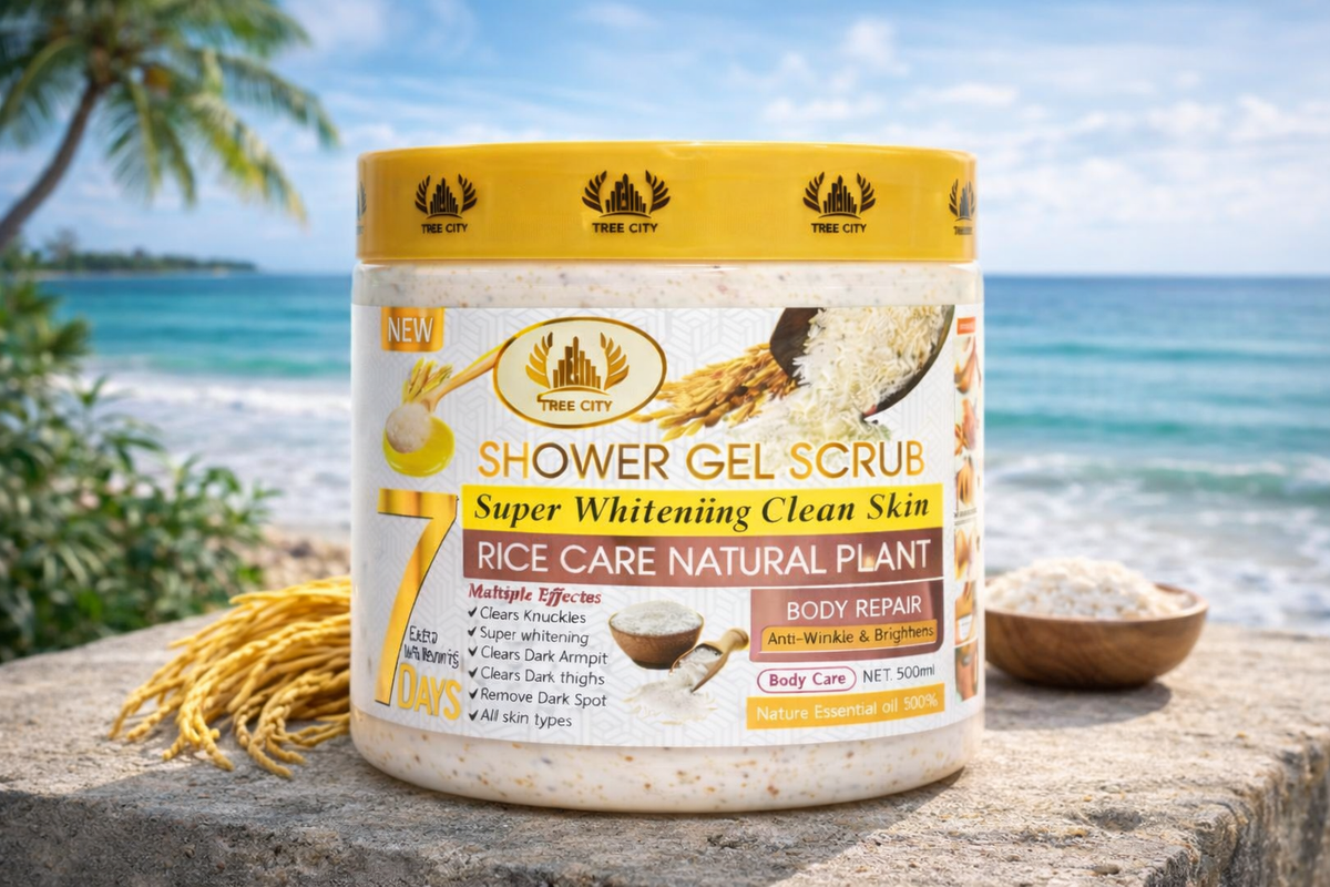 Exfoliante Corporal Tree City — Shower Gel Scrub con Extracto de Arroz
