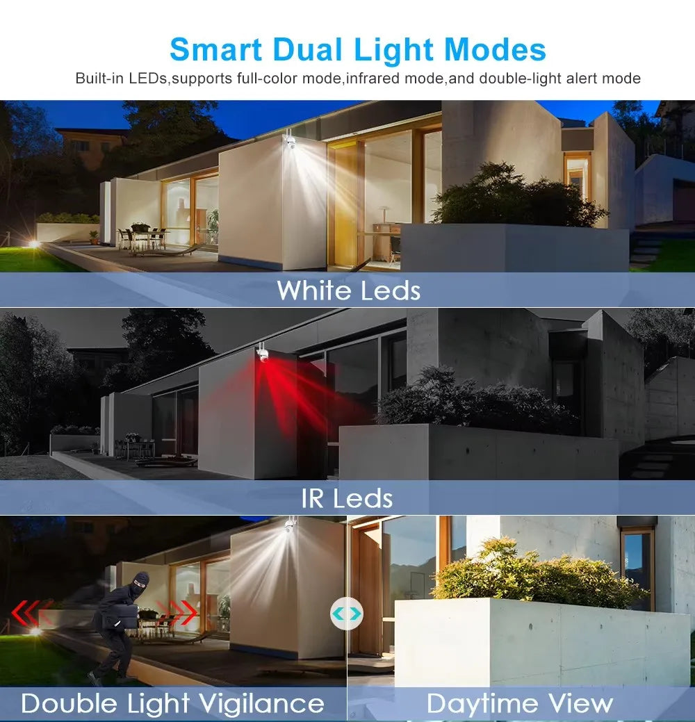 Cámara de Seguridad Wi-Fi PTZ 8MP con Zoom 4X, Audio Bidireccional y Visión Nocturna
