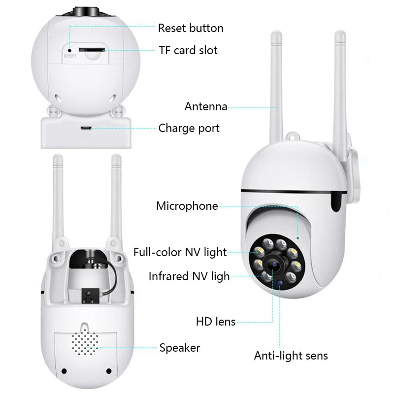 Cámara de Seguridad Wi-Fi PTZ 8MP con Zoom 4X, Audio Bidireccional y Visión Nocturna
