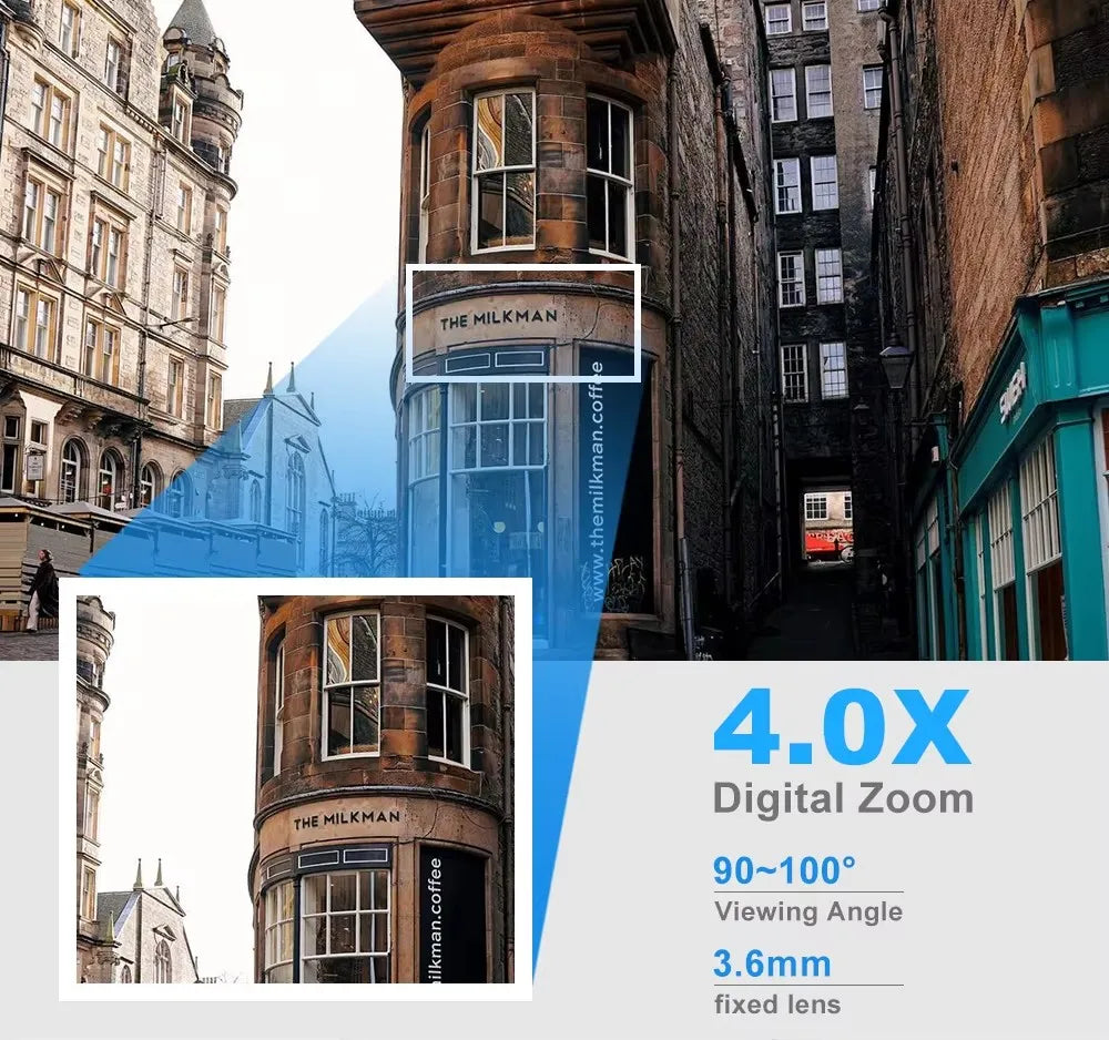 Cámara de Seguridad Wi-Fi PTZ 8MP con Zoom 4X, Audio Bidireccional y Visión Nocturna