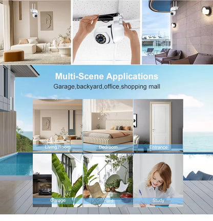 Cámara de Seguridad Wi-Fi PTZ 8MP con Zoom 4X, Audio Bidireccional y Visión Nocturna