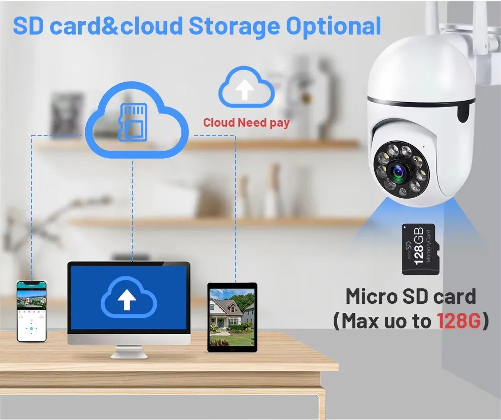 Cámara de Seguridad Wi-Fi PTZ 8MP con Zoom 4X, Audio Bidireccional y Visión Nocturna