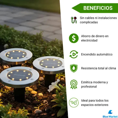 Set de 4 Luces Solares Premium – Ilumina tu Jardín con Energía Limpia y Estilo