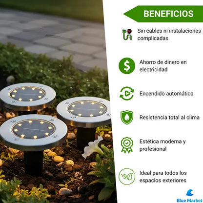 Set de 4 Luces Solares Premium – Ilumina tu Jardín con Energía Limpia y Estilo