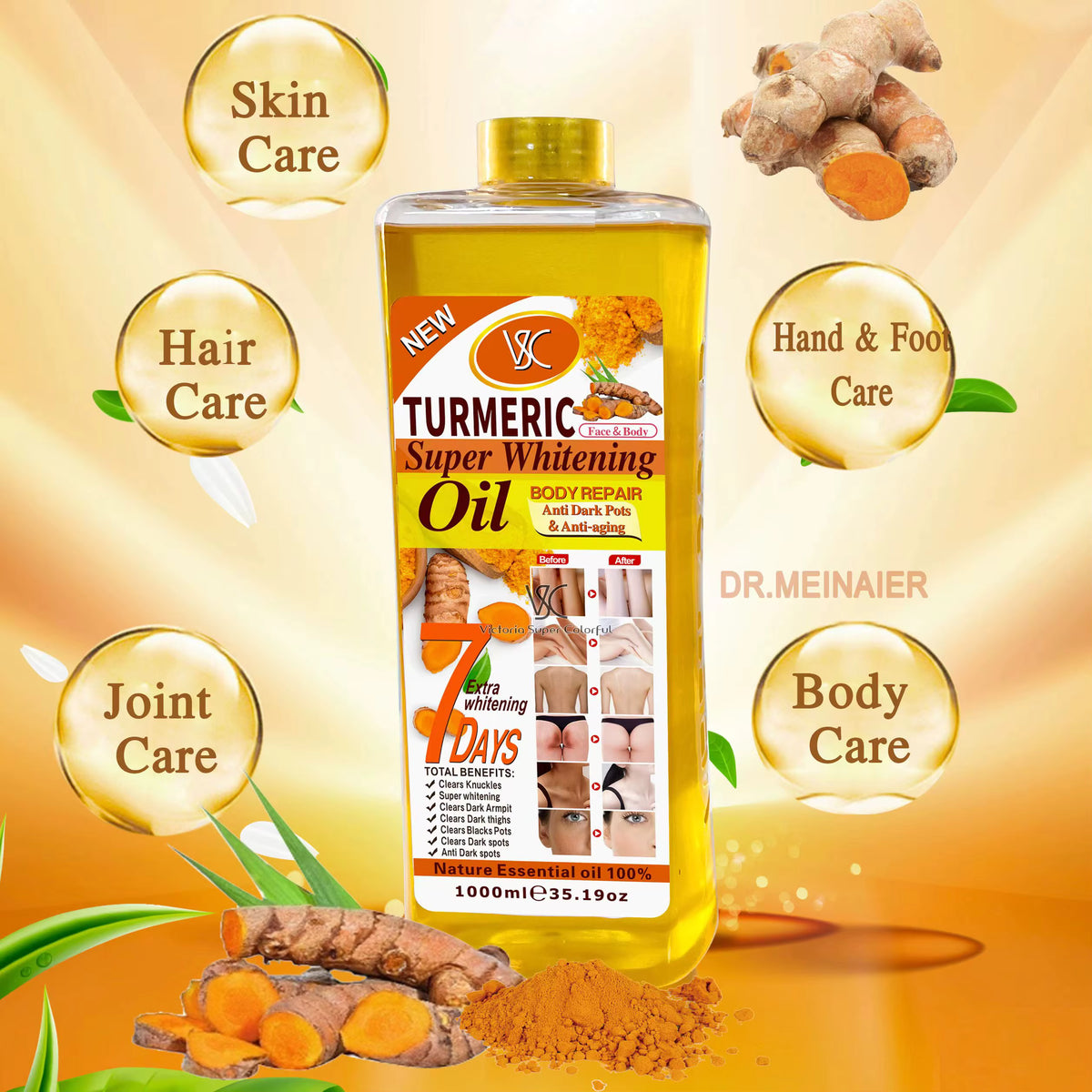 Veet Gold Turmeric Whitening Oil — Aceite Aclarante y Reparador con Cúrcuma Natural