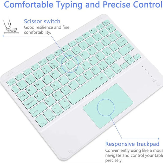10-Inch Rechargeable Bluetooth Keyboard (Spanish and English) for iPad, Tablet, and Laptop