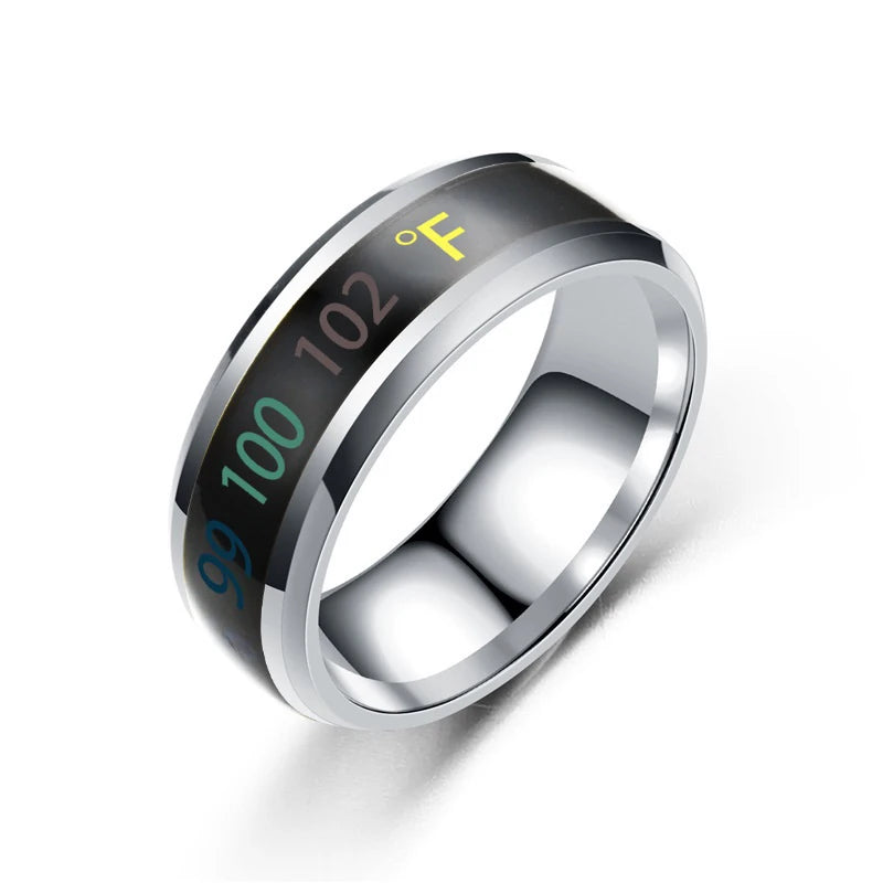 Anillo Inteligente de Acero Inoxidable – Sensor de Temperatura y Cambio de Color