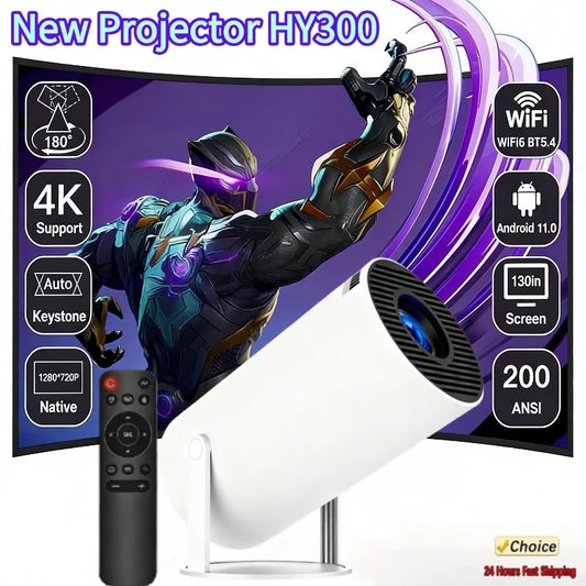 HY300 Portable 4K Projector with Android 11 and WiFi