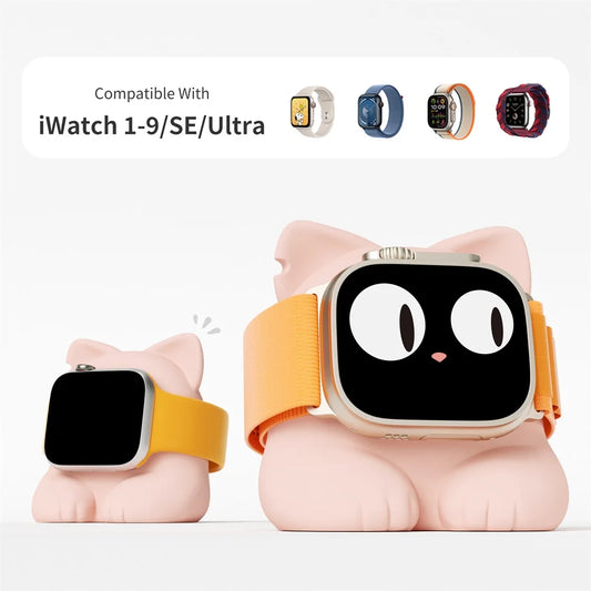 Charging Dock for Apple Watch, Cat Design, Compatible with Series 1 to 9 and Ultra