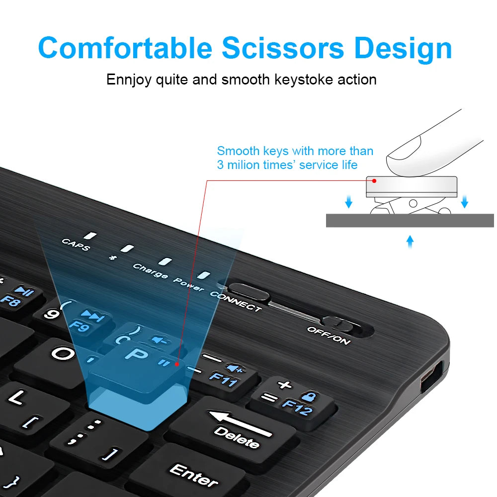 Teclado Bluetooth Inalámbrico Mini Recargable 7 y 10 Pulgadas para Tablet, iPad y Celular