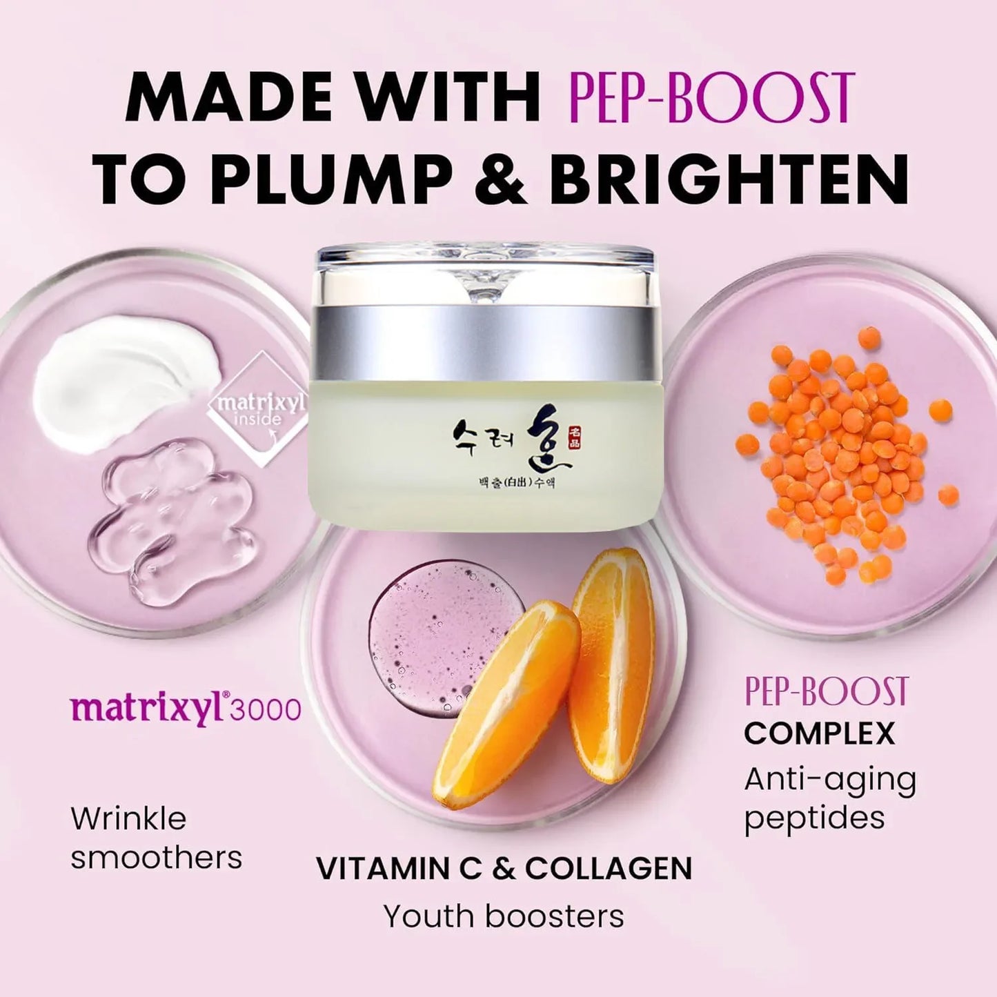 Collagen Facial Cream 50g – Nourishes and Plumps the Skin | Light and Fresh Texture | Day and Night Moisturizer Inspired by Korean Cosmetics