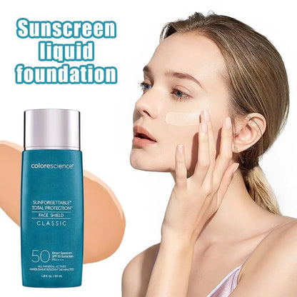 Sunscreen Liquid Foundation 55ml - Against UV Evens Skin Tone, Natural Sun-Kissed Glow, Lightweight & Non-irritating