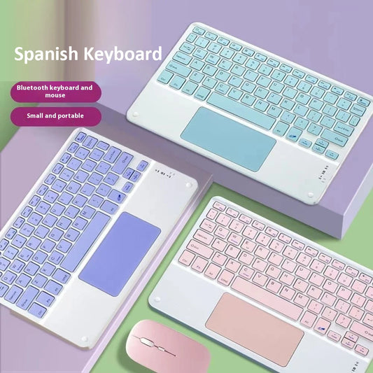 10-Inch Rechargeable Bluetooth Keyboard (Spanish and English) for iPad, Tablet, and Laptop
