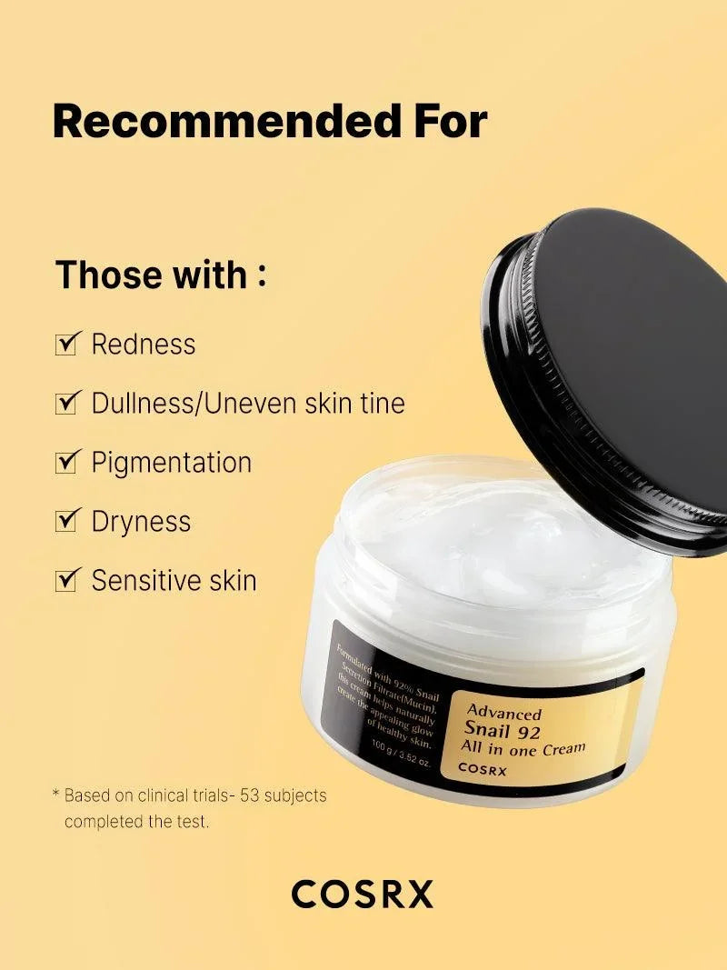 🐌 COSRX Snail Mucin 92% Moisturizer (Advanced Snail 92 All-In-One Cream)