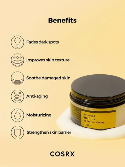 🐌 COSRX Snail Mucin 92% Moisturizer (Advanced Snail 92 All-In-One Cream)