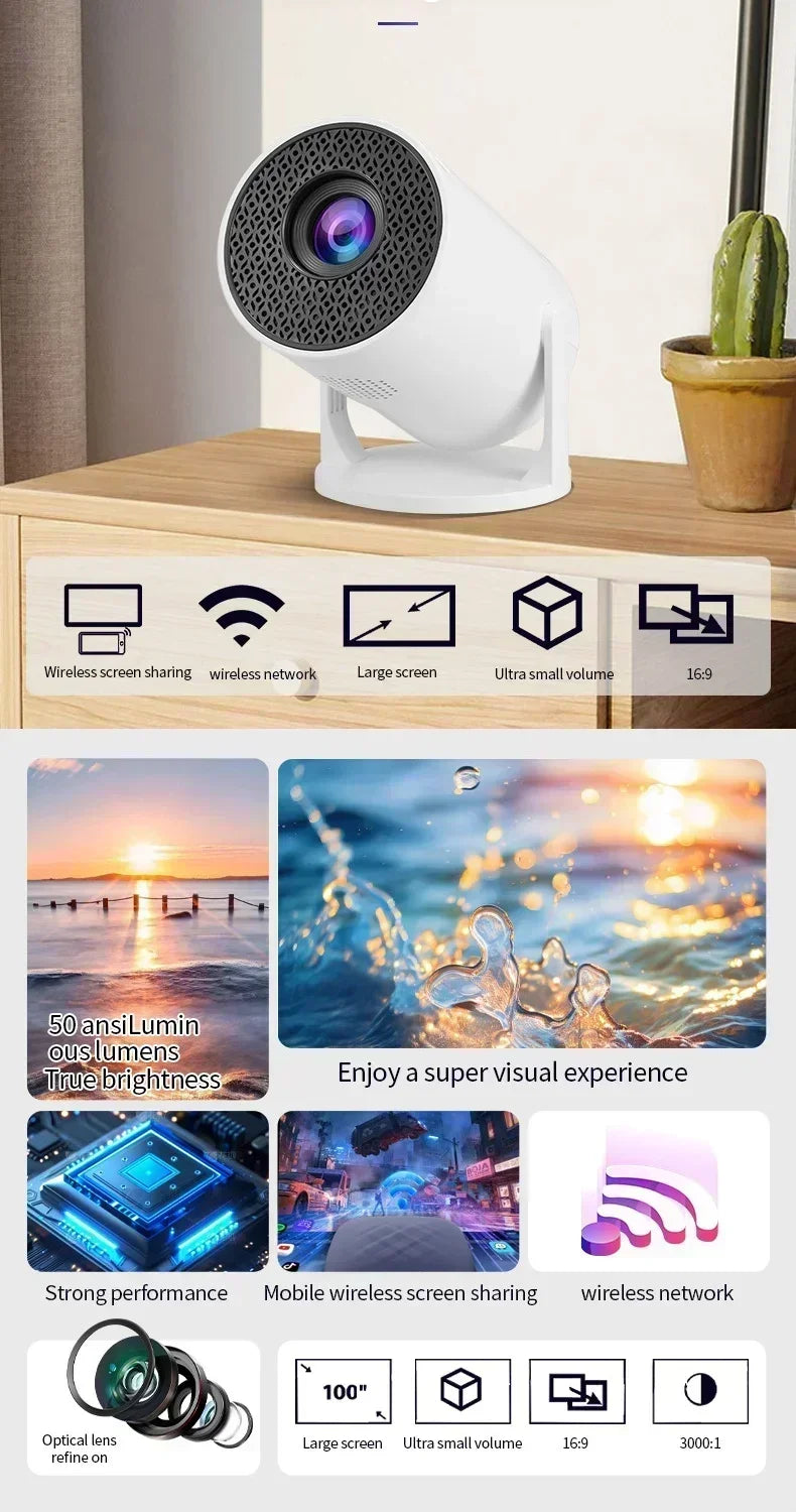 HY300 Portable 4K Projector with Android 11 and WiFi