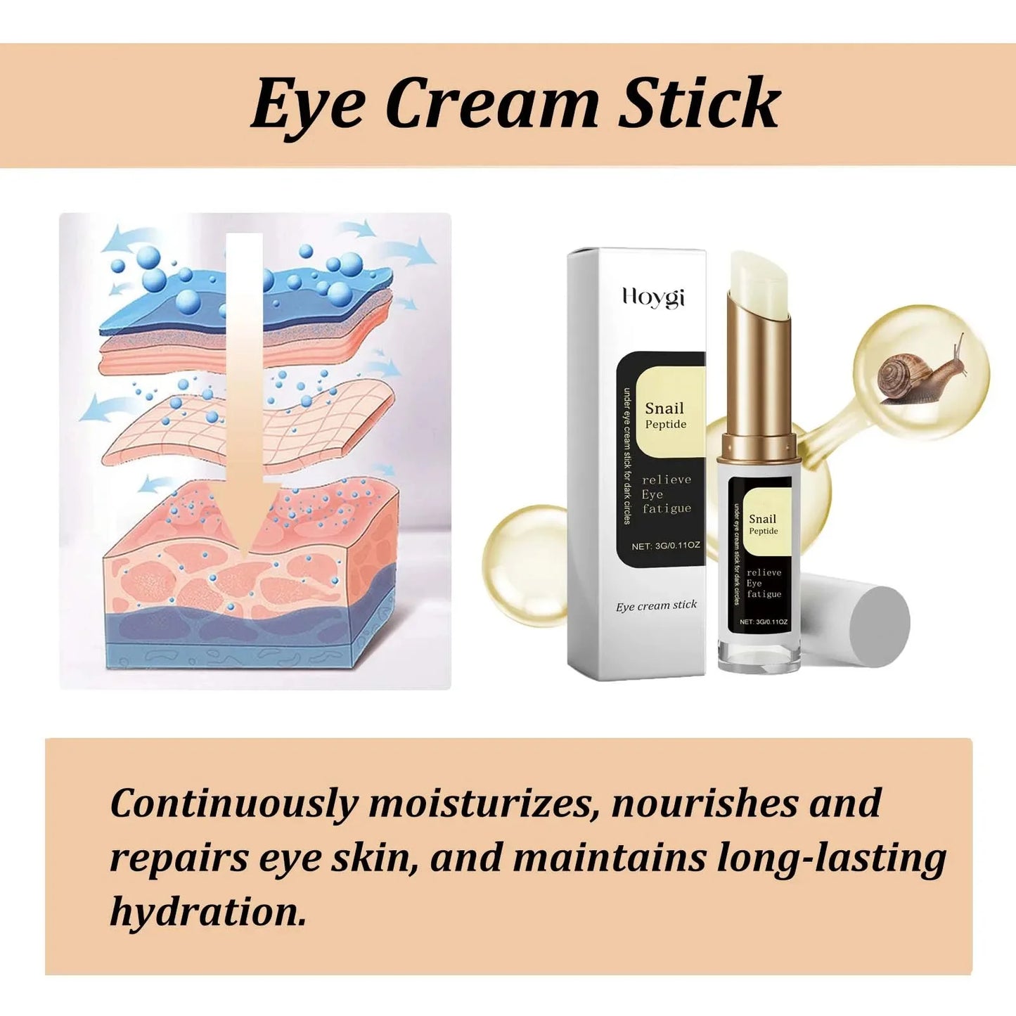 Crema para Ojos en Barra con Baba de Caracol y Colágeno – Reafirma, Hidrata y Atenúa Líneas de Expresión