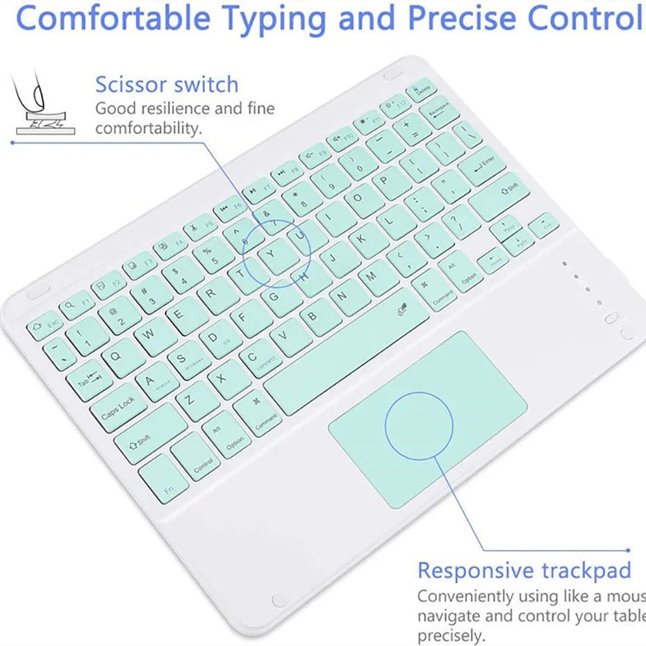 Teclado Bluetooth Español e Inglés 10 Pulgadas Recargable para iPad, Tablet y Laptop
