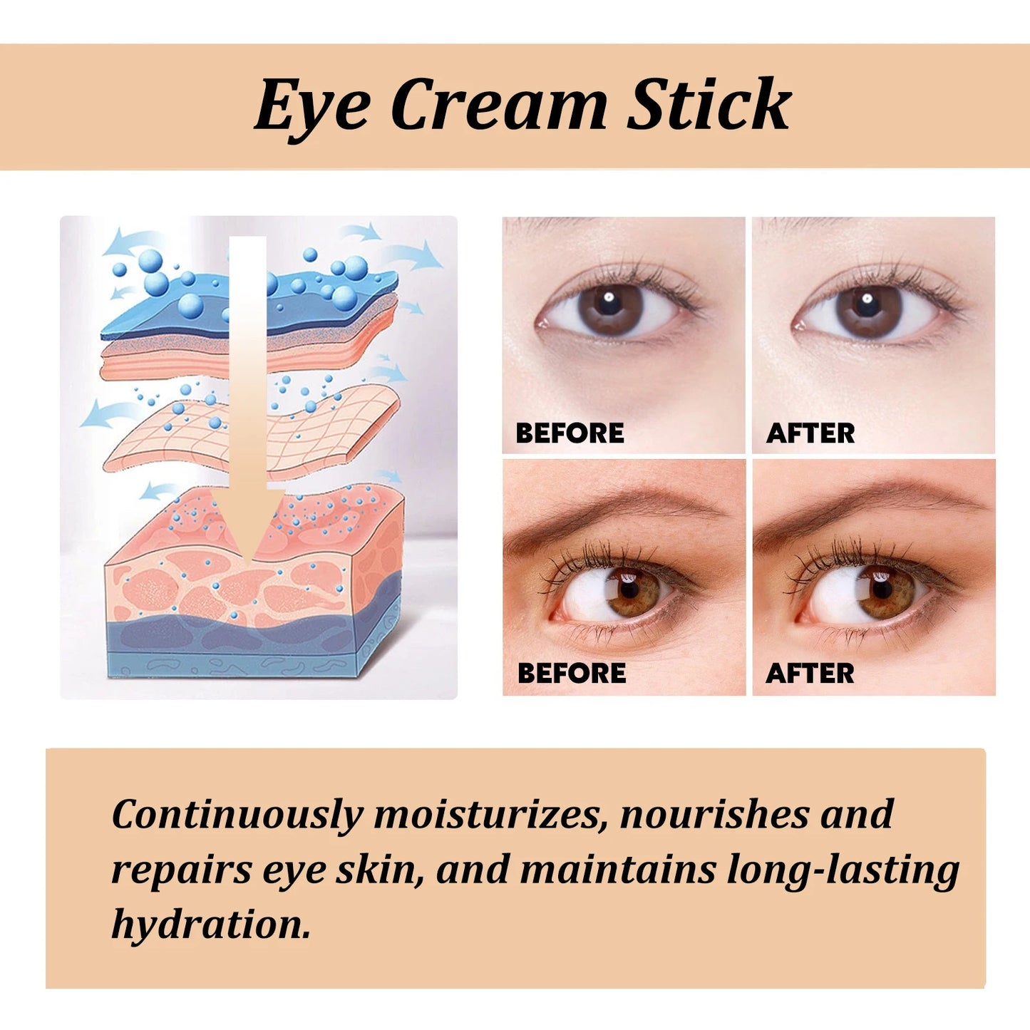 Crema para Ojos en Barra con Baba de Caracol y Colágeno – Reafirma, Hidrata y Atenúa Líneas de Expresión