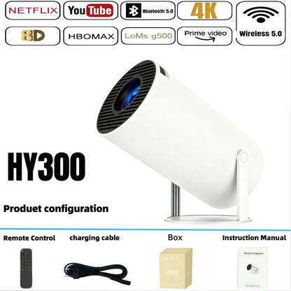 HY300 Portable 4K Projector with Android 11 and WiFi