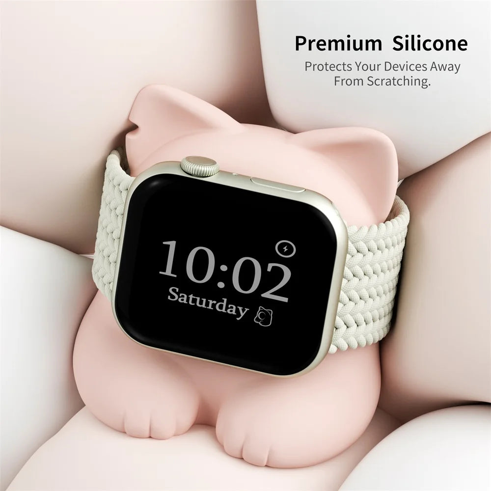 Base de Carga para Apple Watch Diseño Gatito Compatible Series 1 al 9 y Ultra