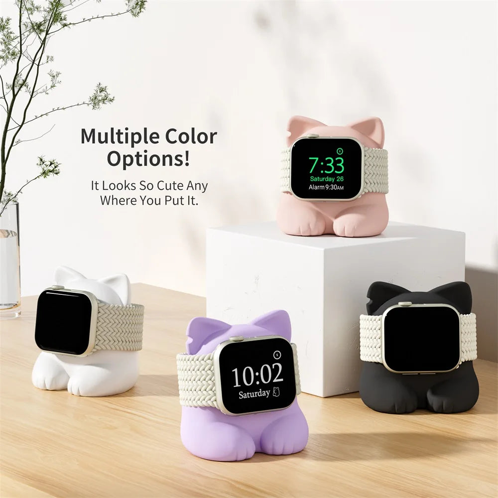 Base de Carga para Apple Watch Diseño Gatito Compatible Series 1 al 9 y Ultra