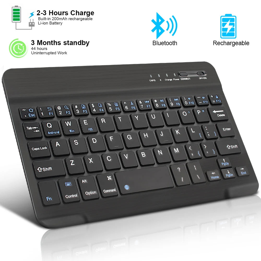 Teclado Bluetooth Inalámbrico Mini Recargable 7 y 10 Pulgadas para Tablet, iPad y Celular