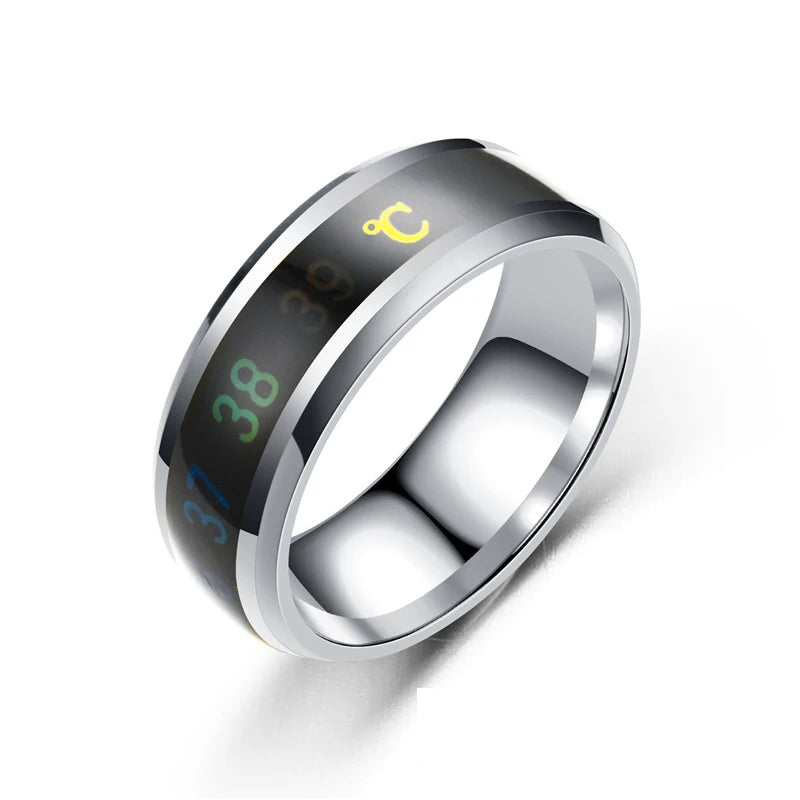 Anillo Inteligente de Acero Inoxidable – Sensor de Temperatura y Cambio de Color