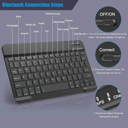 Teclado Bluetooth Universal para iPad y Tablets 7 y 10 Pulgadas Recargable